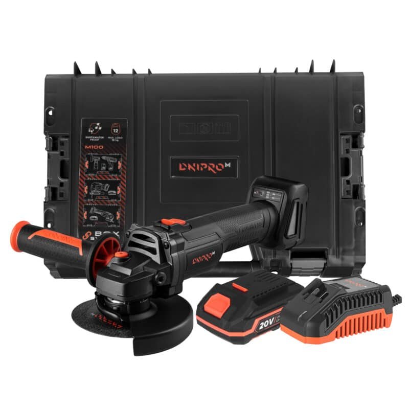 Amoladora inalámbrica Dnipro-M DGA-201BC Ultra +  Batería Dnipro-M BP-240 + Cargador FC-230 + Caja S-Box M100