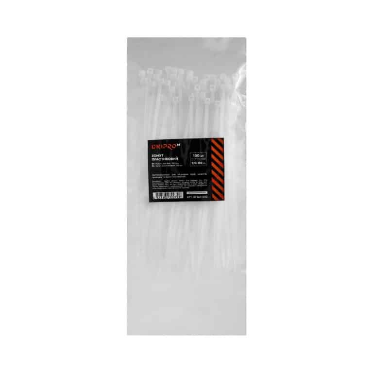 Bridas de plástico Dnipro-M blanca 2,5 mm 150 mm (100 uds/paquete)