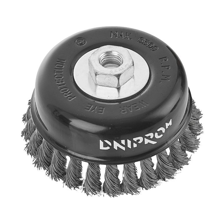 Cepillo metálico Dnipro-M T125-V frontal, alambre trenzado, reforzado 125 mm