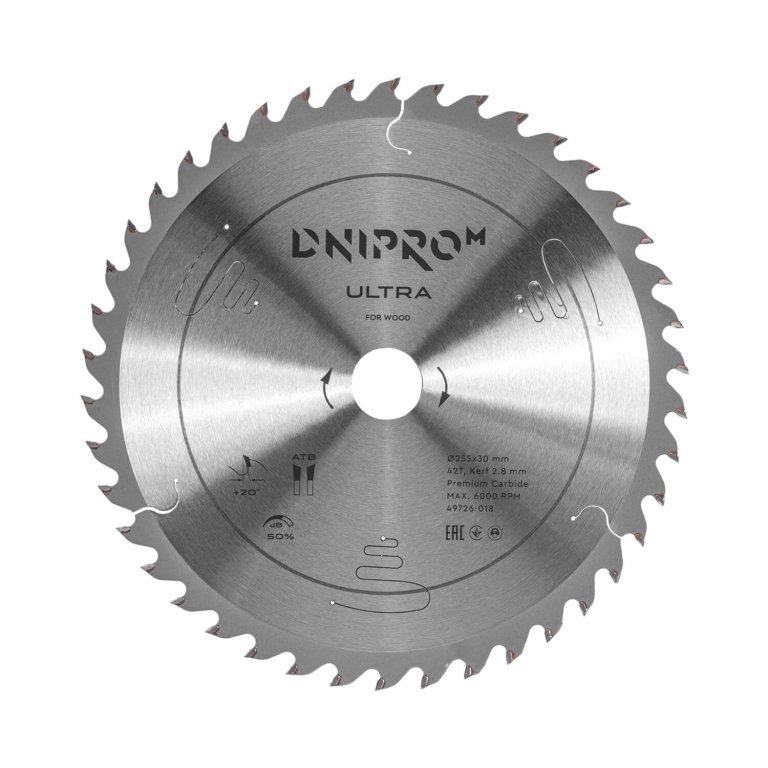 Disco de sierra para madera Dnipro-M ULTRA 255 mm 30 25,4 42T