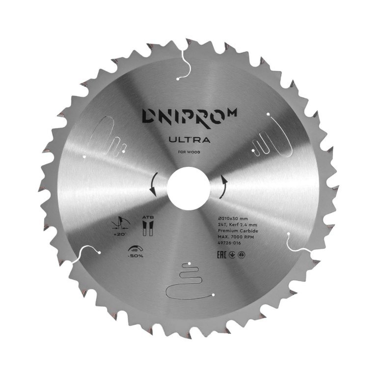 Hoja de sierra circular ULTRA 210×30/25.4x24T, K2.4, 65Mn (para madera)