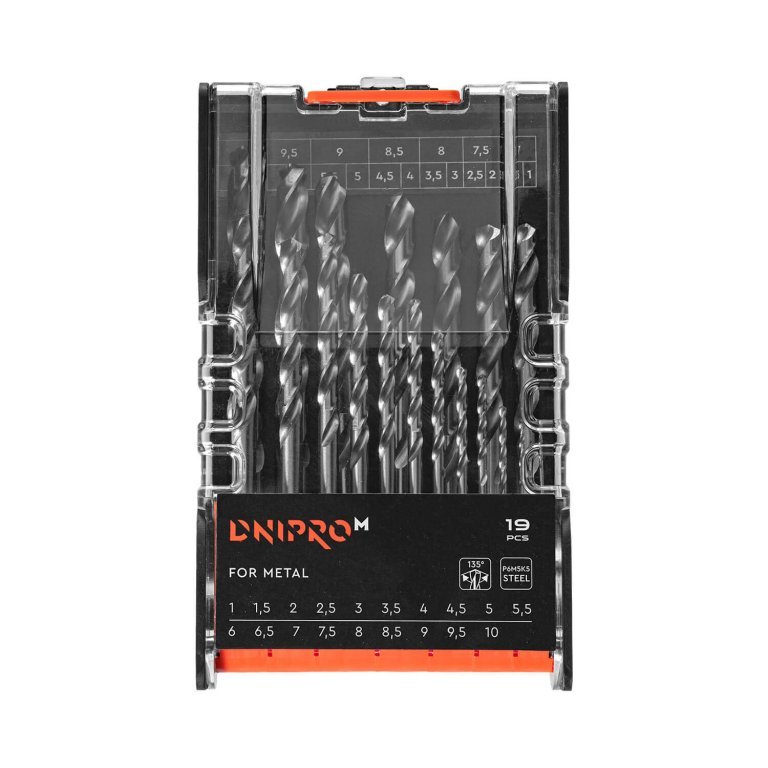 Juego de brocas para metal Dnipro-M P6M5K5 1-10 mm 19 uds.