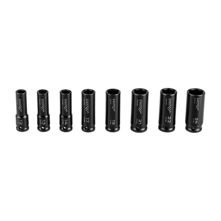 Juego de vasos de impacto Dnipro-M alargados 1/2" 12-24 mm 8 uds.