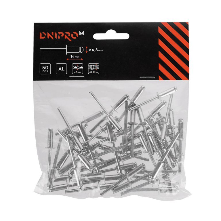 Remache de aluminio Dnipro-M 4,8*14 mm (50 uds.)