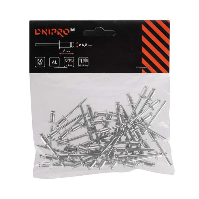 Remache de aluminio Dnipro-M 4,8*8 mm (50 uds.)