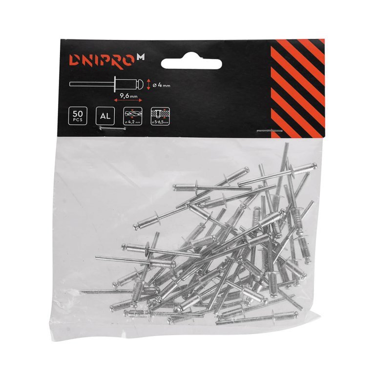 Remache de aluminio Dnipro-M 4*9,6 mm (50 uds.)