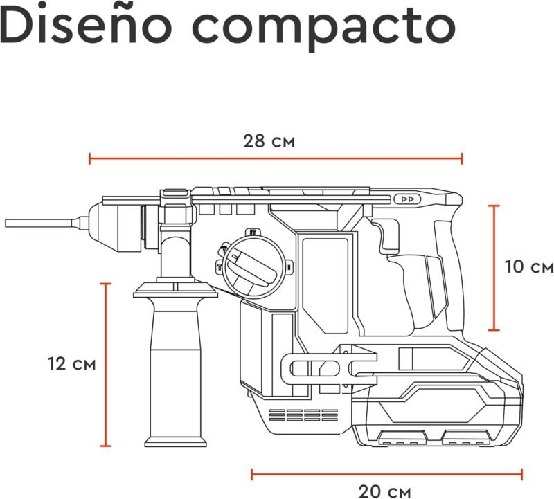 [KIT PERFORADOR 2.5J]  Martillo perforador a batería Dnipro-M DHR-202BC ULTRA + Batería 4 A/h + Cargador 3A + Maletin - Imagen 3