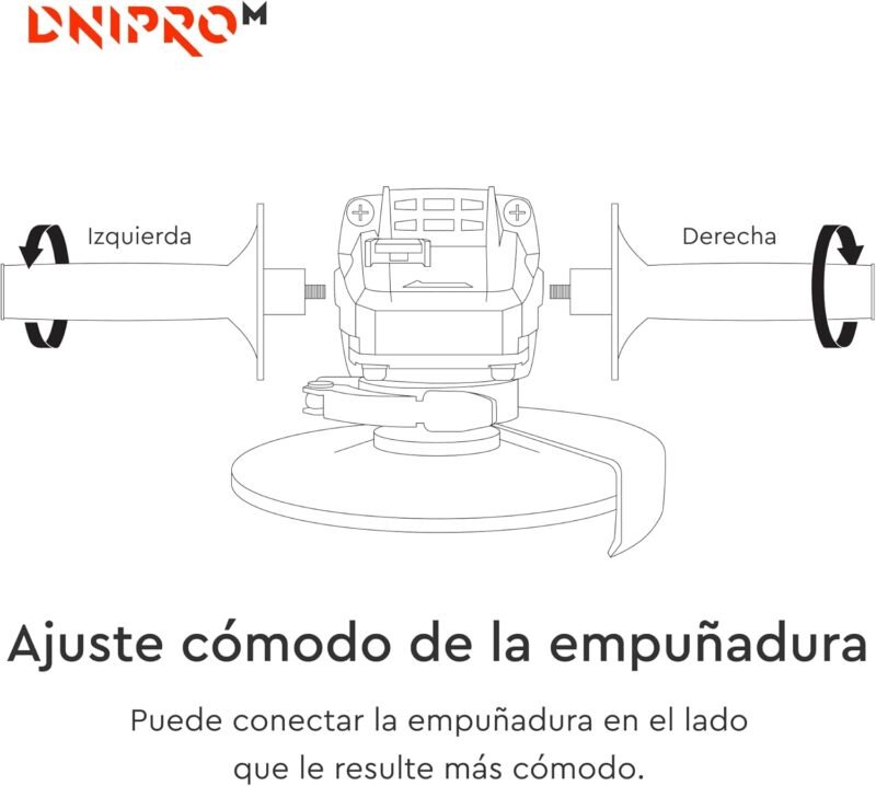 [KIT AMOLADORA 8500 rpm] Amoladora inalámbrica Dnipro-M DGA-201BC Ultra + Batería 4 A/h + Cargador 3A + Maletin - Imagen 7
