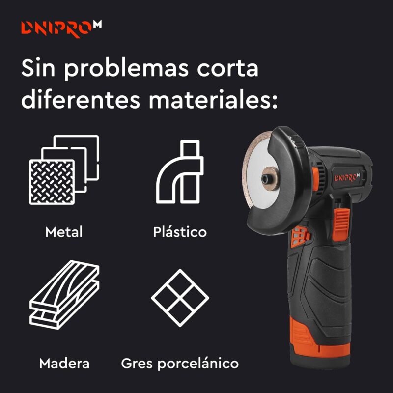 [KIT MINI AMOLADORA]  Amoladora inalámbrica Dnipro-M CG-12BC Ultra + Batería recargable BP-122 (x2 uds) + Cargador + 3 discos - Imagen 8
