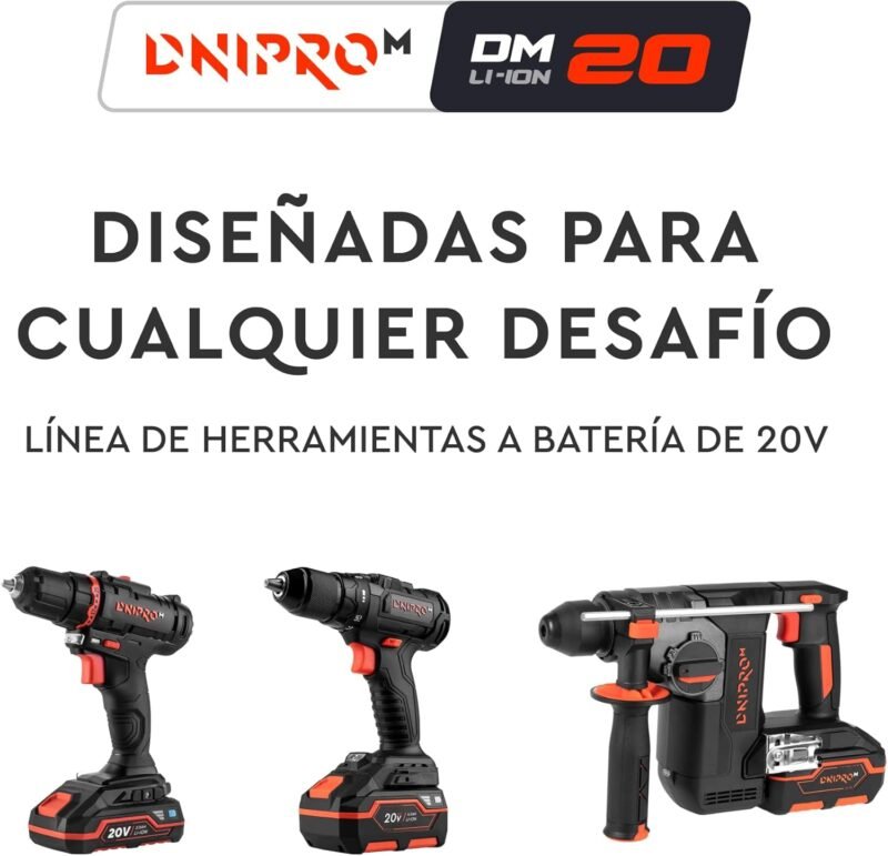 [KIT PERCUTOR] Taladro atornillador Dnipro-M CD-201HBC Compact + Batería BP-220 x2 uds. + Cargador FC-230 + Juego Dnipro-M (41 uds.) + Maletin - Imagen 8