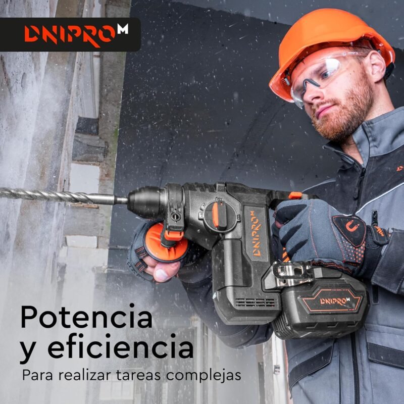 [KIT PERFORADOR 2.5J]  Martillo perforador a batería Dnipro-M DHR-202BC ULTRA + Batería 4 A/h + Cargador 3A + Maletin - Imagen 6