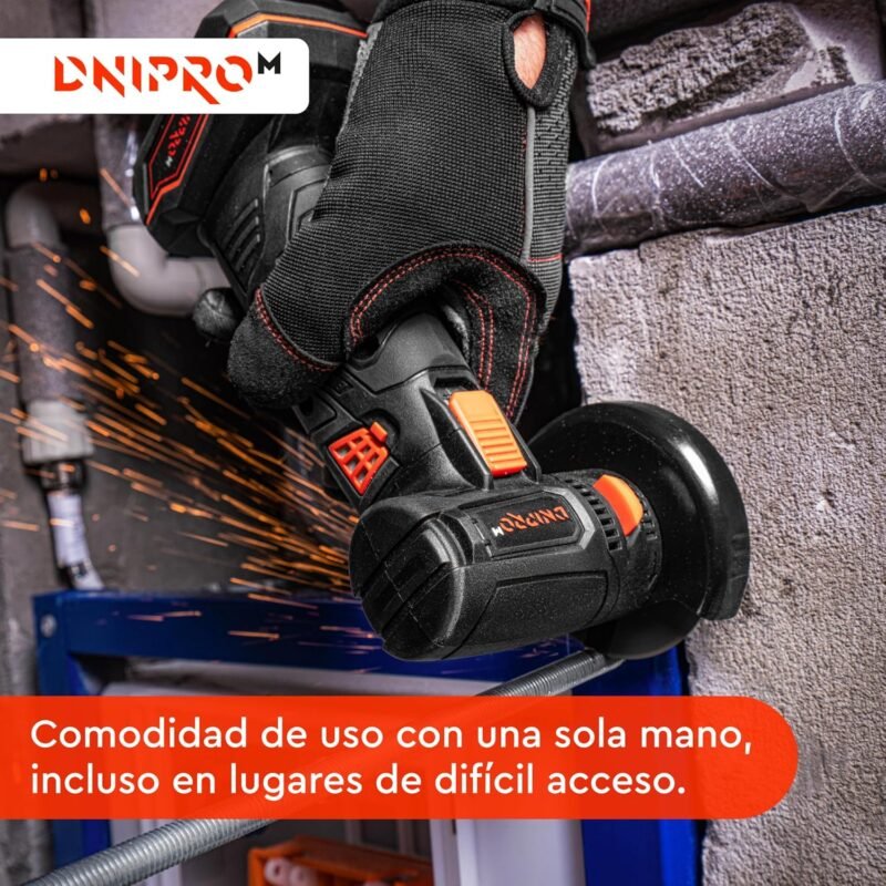 [KIT MINI AMOLADORA]  Amoladora inalámbrica Dnipro-M CG-12BC Ultra + Batería recargable BP-122 (x2 uds) + Cargador + 3 discos - Imagen 7