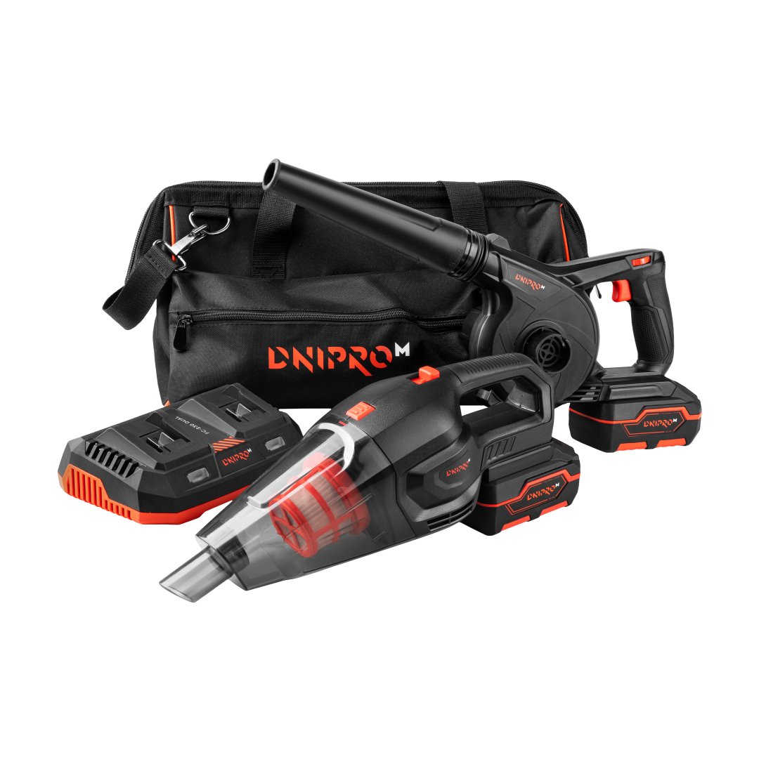 Soplador inalámbrico DVB-200 +  Aspiradora inalámbrica DVA-200BC +  Baterías 4 A/h (2 uds.) + Cargador Dual 3A + Bolsa
