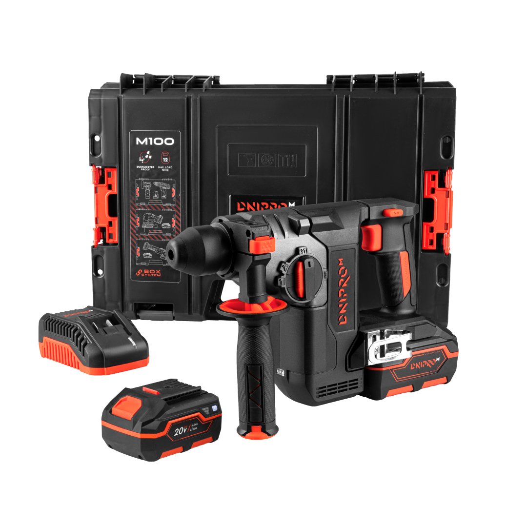 Martillo perforador a batería Dnipro-M DHR-202BC ULTRA +  Batería 4 A/h (2 uds.) + Cargador 3 A + Maletin