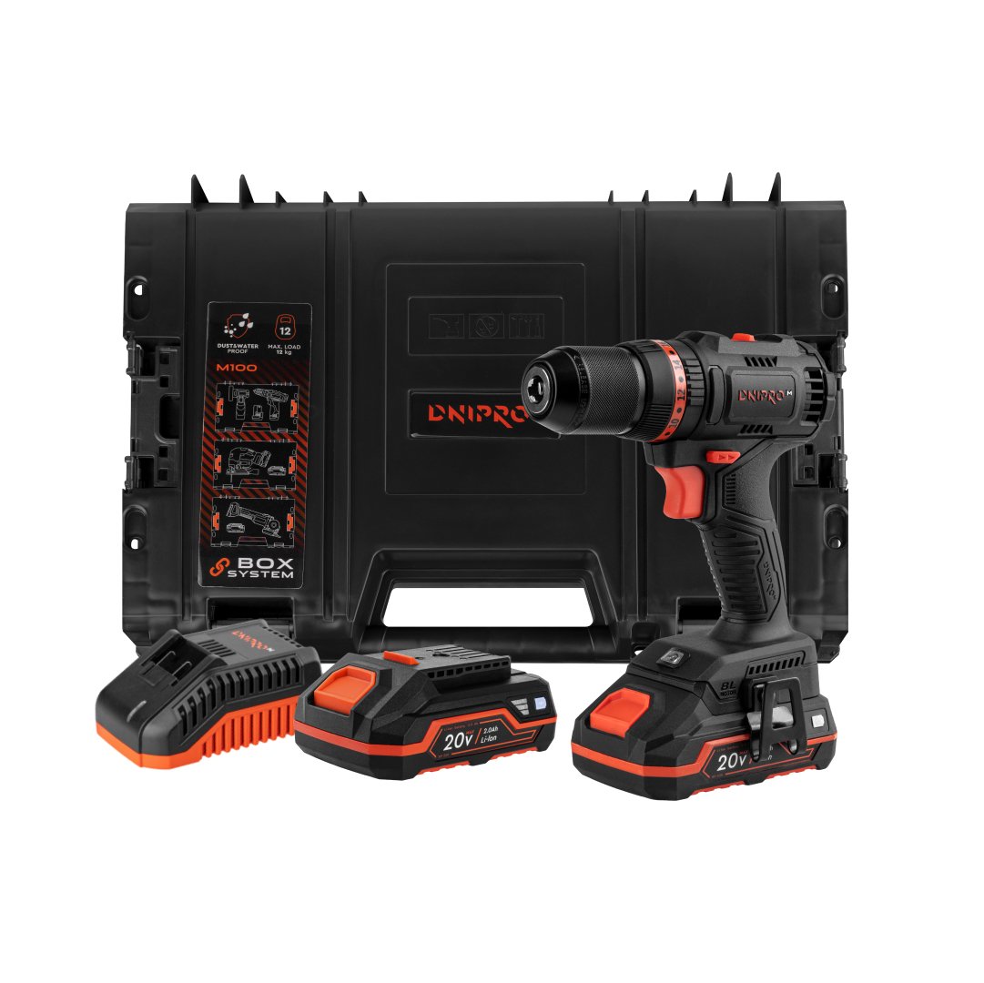 Taladro atornillador Dnipro-M CD-201HBC Compact + Batería 2 A/h (2 uds.) + Cargador 3 A + Maletin