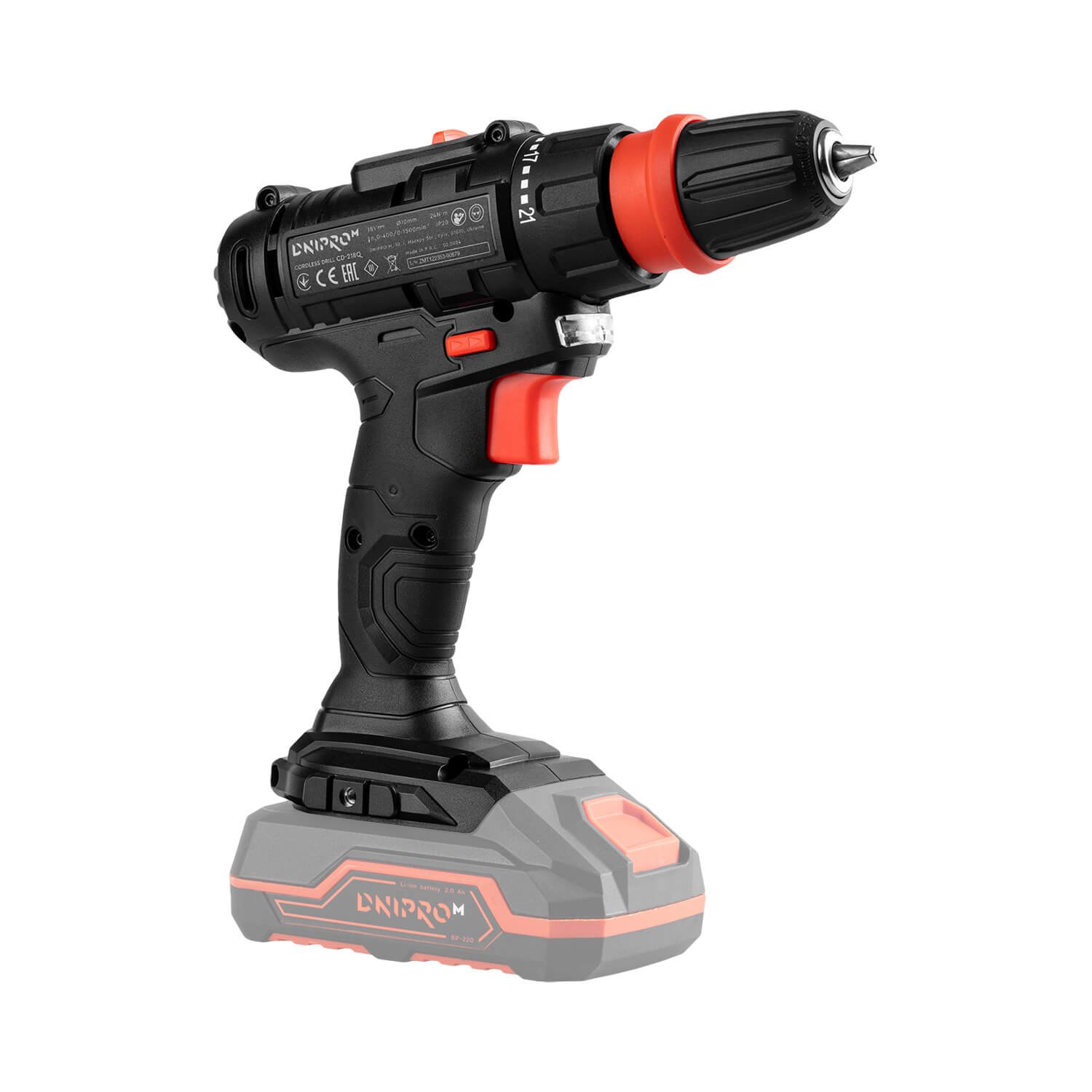 Taladro atornillador inalámbrico Dnipro-M CD-218Q + Batería 2 A/h + Cargador 3 A - Imagen 3