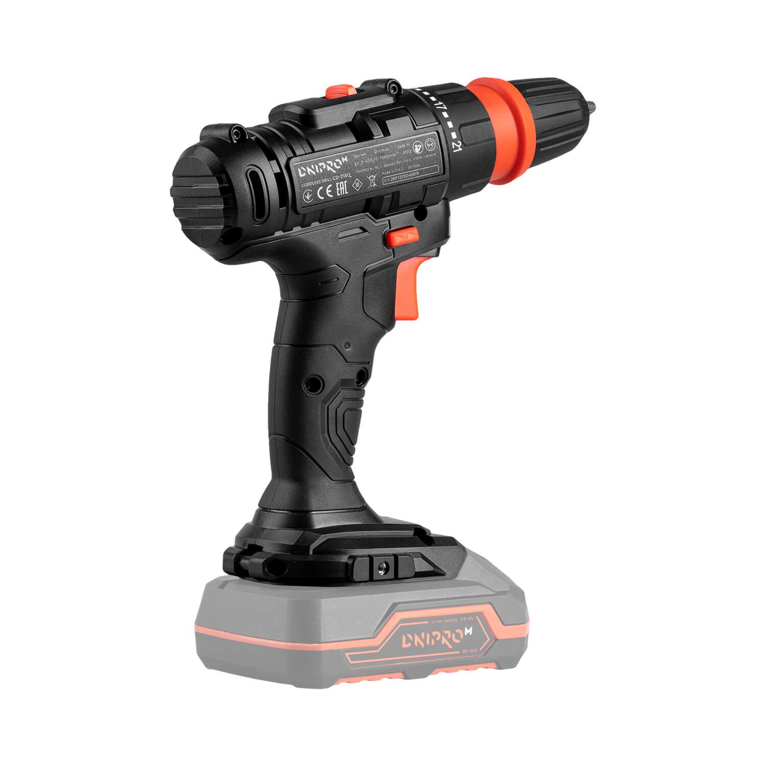 Taladro atornillador inalámbrico Dnipro-M CD-218Q + Batería 2 A/h + Cargador 3 A - Imagen 4