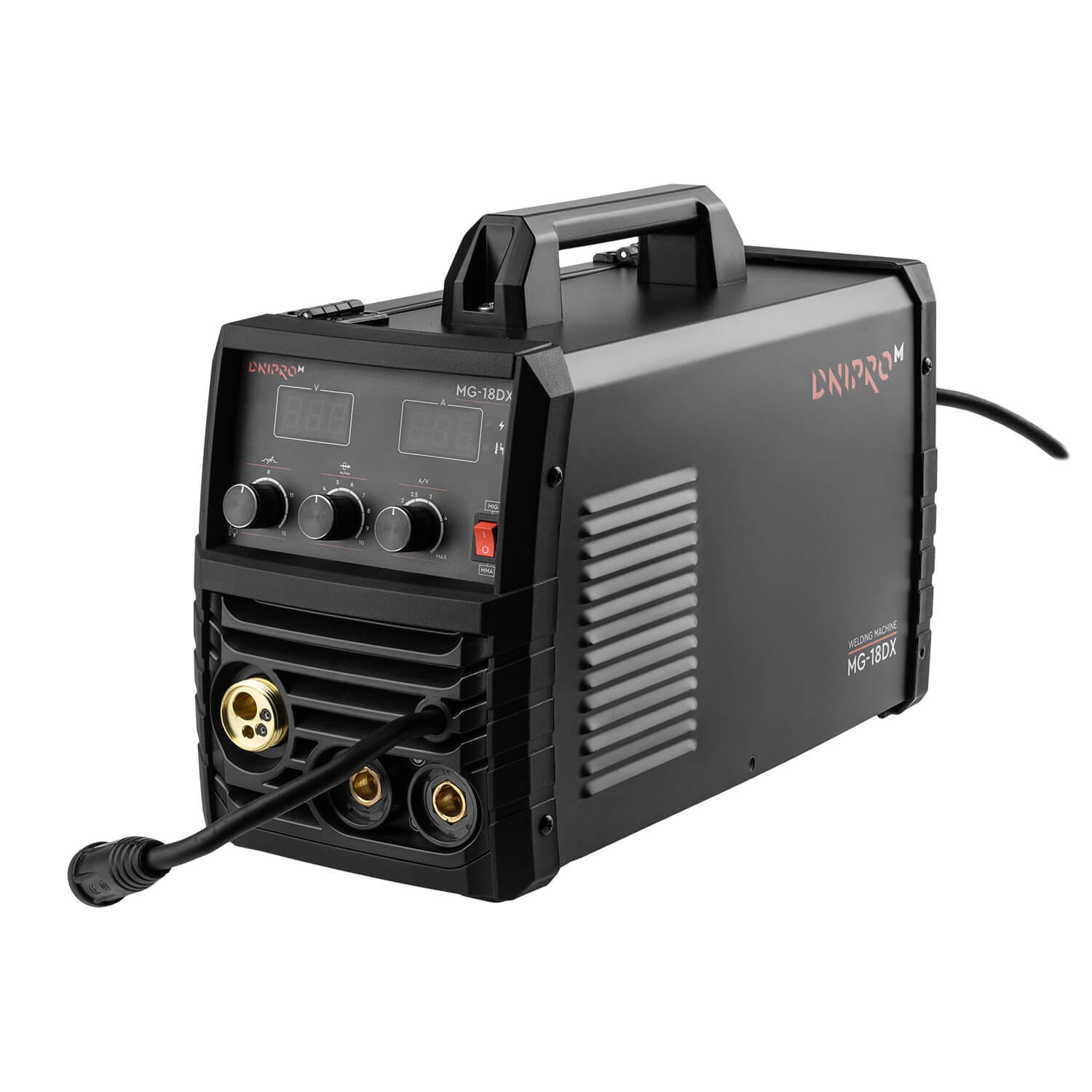 Kit de Soldadura Profesional Dnipro-M MIG/MMA MG-18DX (170A) – Inversor Semiautomático con Máscara WM-39N, Amoladora Angular 1200W, Guantes de Soldador y Alambre E71T-GS 0.8 mm (1 kg) - Imagen 2