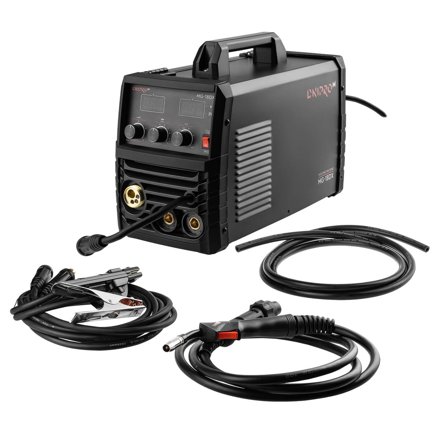 Kit de Soldadura Profesional Dnipro-M MIG/MMA MG-18DX (170A) – Inversor Semiautomático con Máscara WM-39N, Amoladora Angular 1200W, Guantes de Soldador y Alambre E71T-GS 0.8 mm (1 kg) - Imagen 3