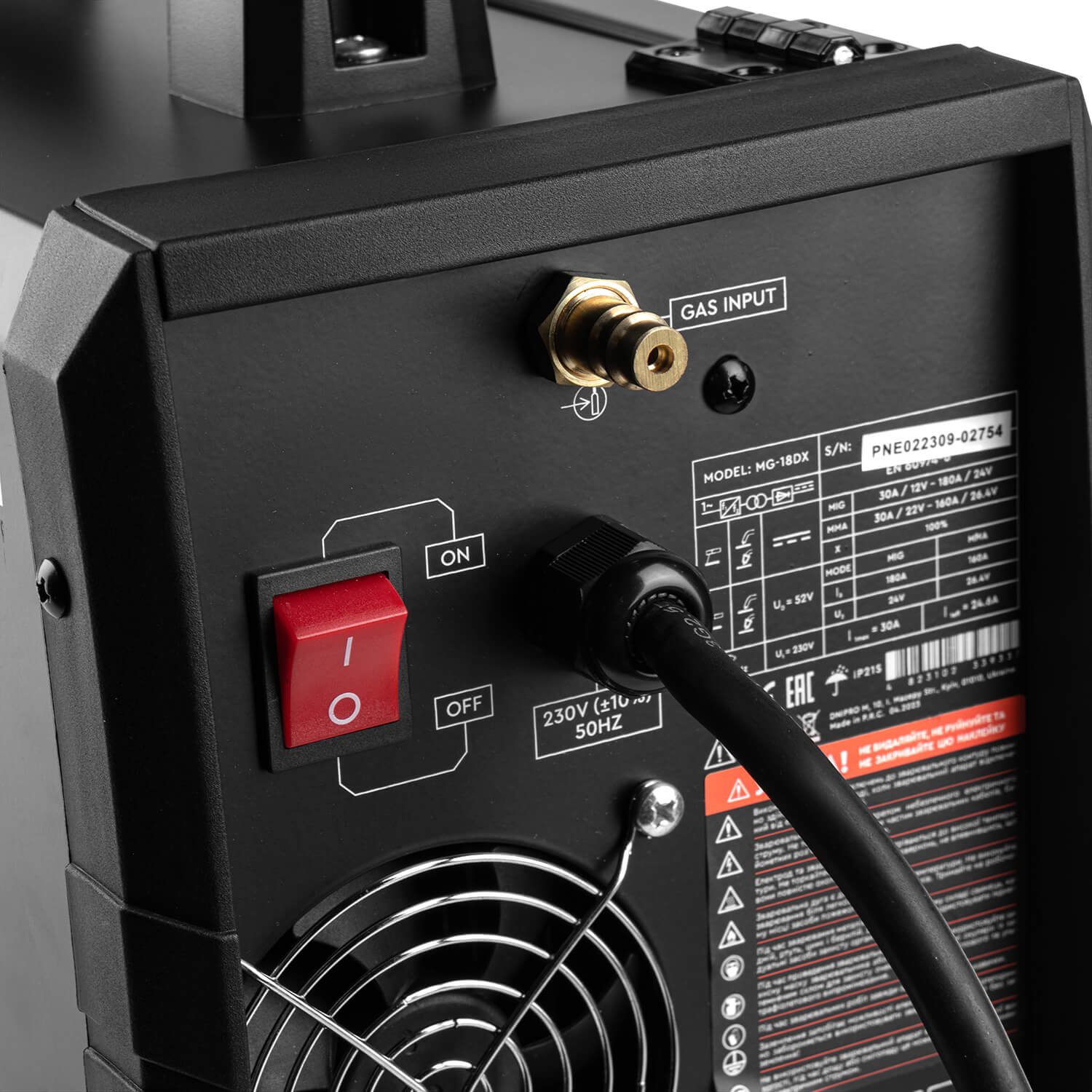 Kit de Soldadura Profesional Dnipro-M MIG/MMA MG-18DX (170A) – Inversor Semiautomático con Máscara WM-39N, Amoladora Angular 1200W, Guantes de Soldador y Alambre E71T-GS 0.8 mm (1 kg) - Imagen 6