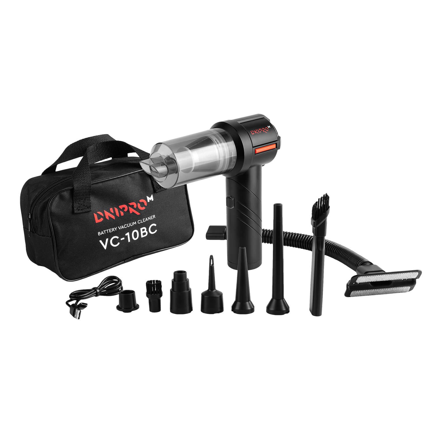 Kit Multifuncional Dnipro-M para Coche y Hogar – Aspiradora a Batería VC-10BC, Linterna Frontal FX-5, Multiherramienta 17-en-1, Compresor TI-40L, Toallas de Microfibra y Bolsa de Herramientas BN-45 - Imagen 2