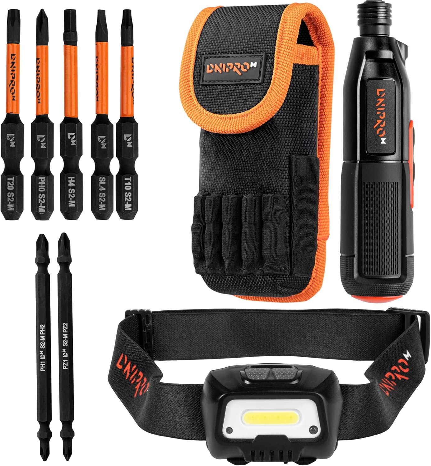Mini Destornillador Eléctrico 8 Nm Dnipro-M CSD-36X + Linterna Frontal LED